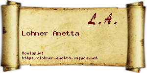 Lohner Anetta névjegykártya